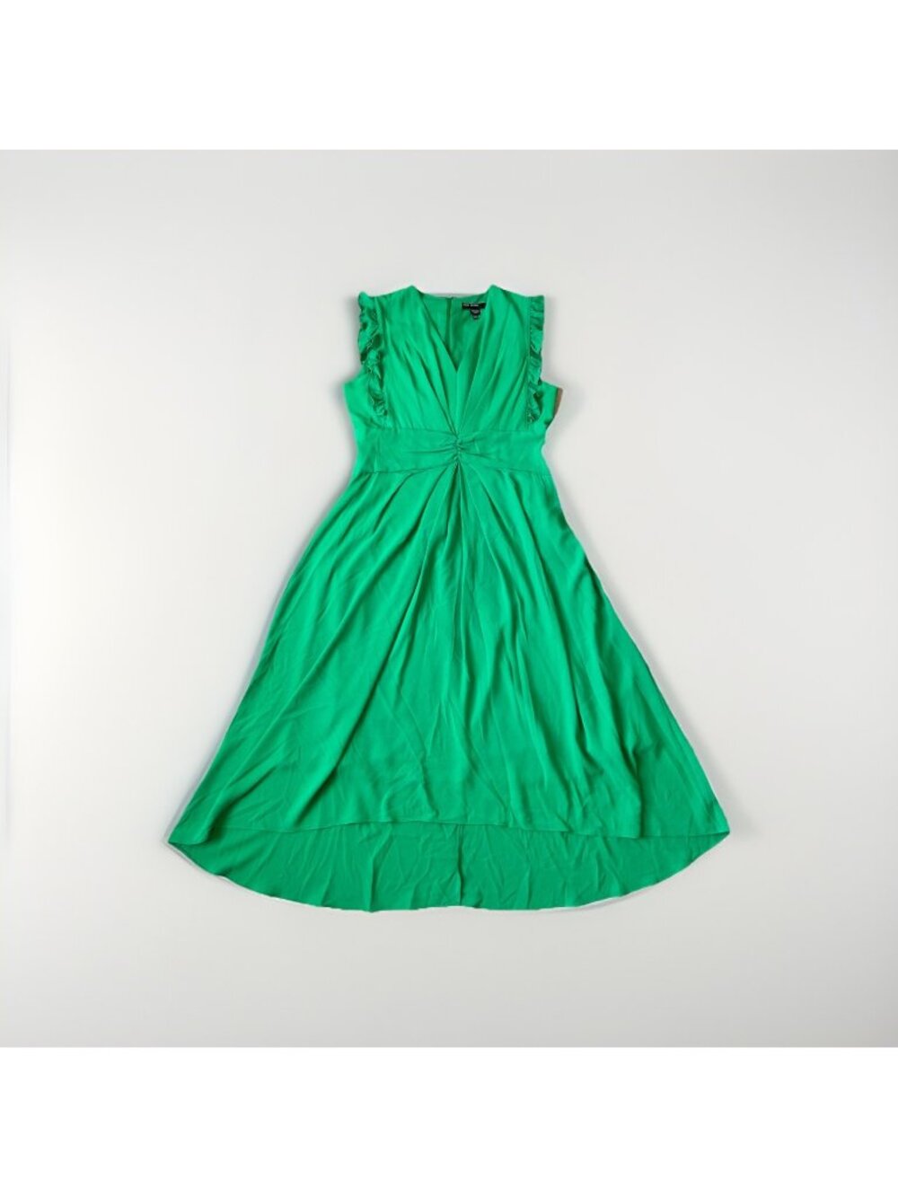 Maggy London Dress Sz 10 Green Chantilly Hi Lo Midi Spring Wedding Guest Ruffle - Picture 1 of 15